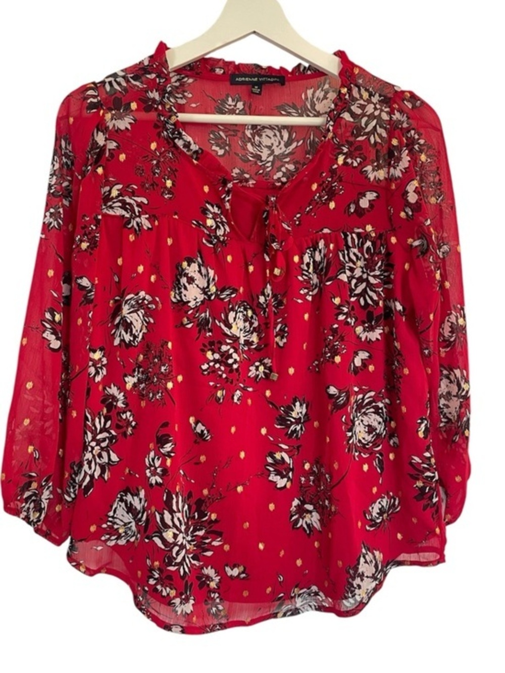 Adrienne Vittadini Red Floral Blouse